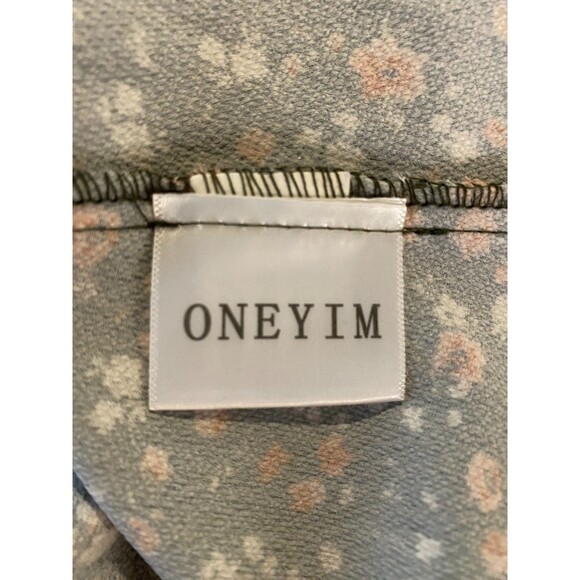 Oneyim Women's 30" Stretchy Bust Green Flowered Off Shoulder Long Sleeve Dress - Picture 8 of 11